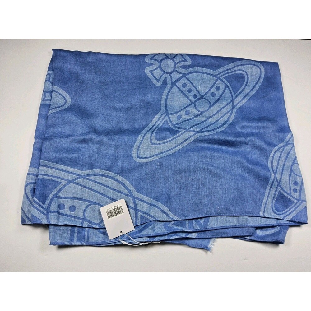 Vivienne Westwood Paris Orb Grey Lightweight Large Stole Wrap Scarf